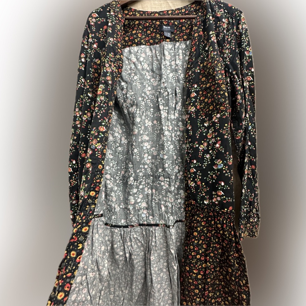 Anthropologie Black Floral Long-Sleeve Tiered Dress - Picture 12 of 16